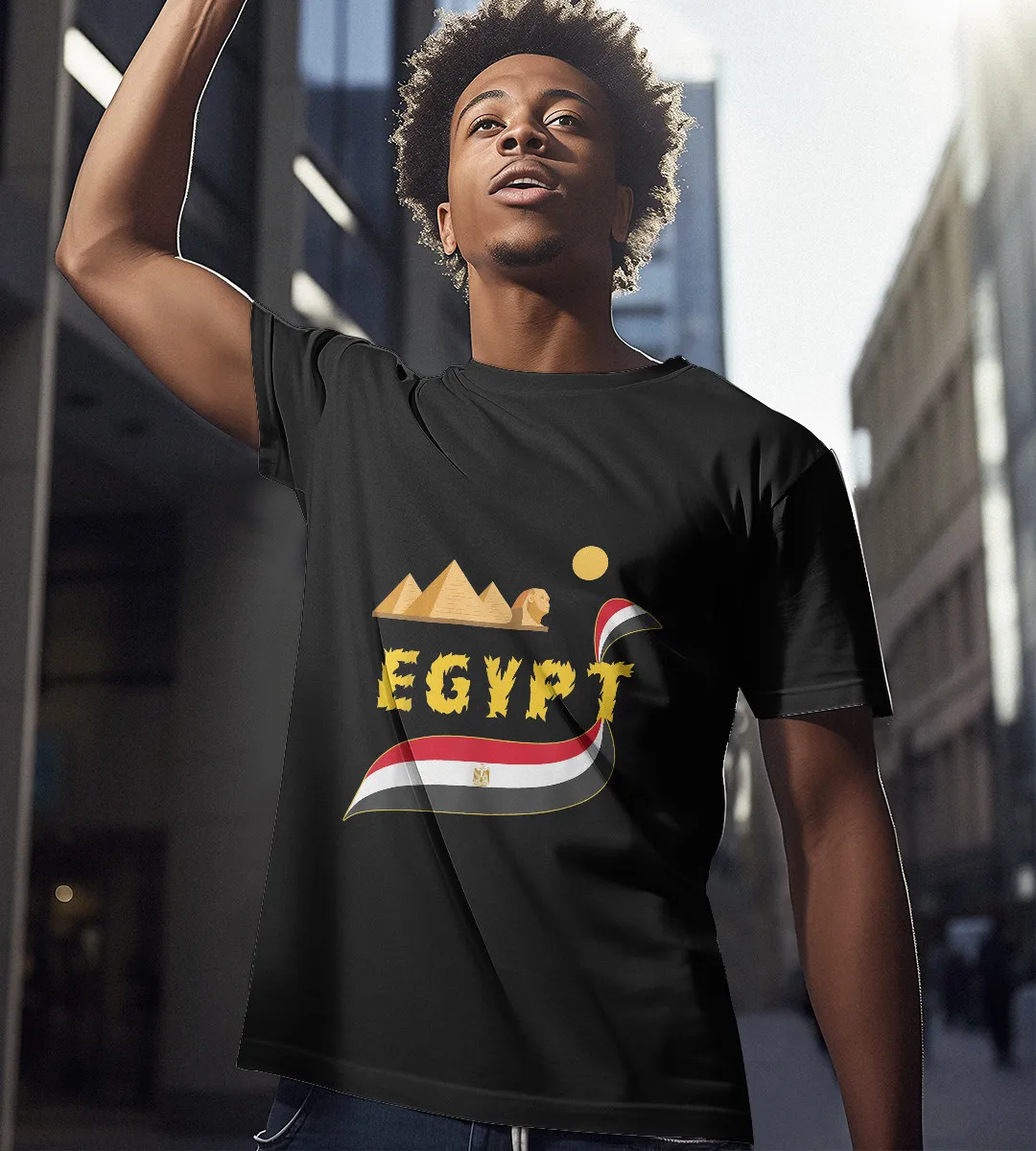 1sttheworld T-Shirt - Flag Of Egypt T-Shirt Black A35