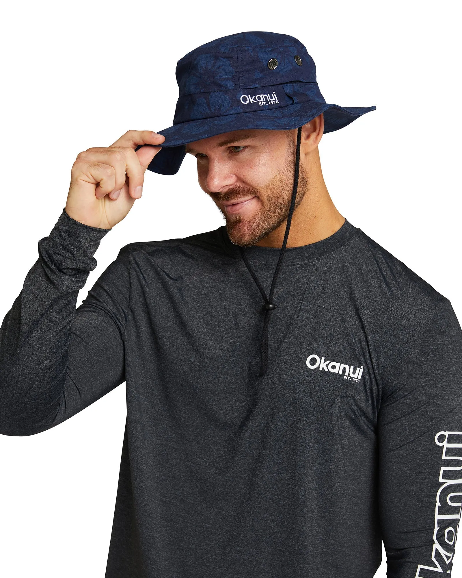 Adult - Bucket Hat - Classic Hibiscus Boonie Hat  - Hibiscus Navy