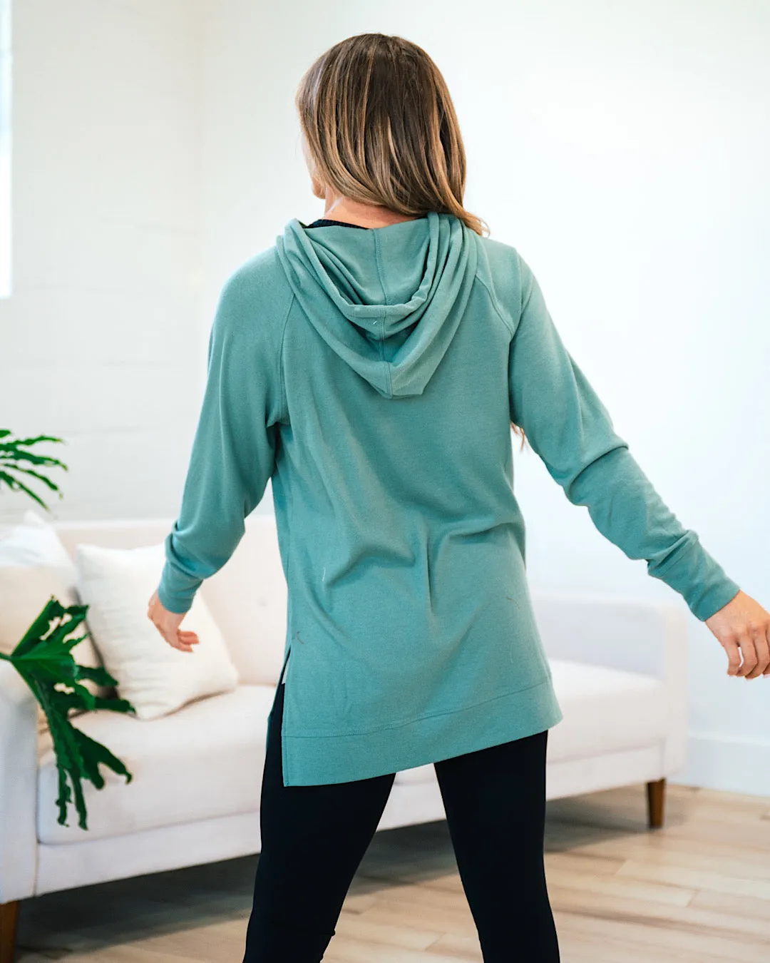 Ampersand Ave Sideslit Hoodie - Chive FINAL SALE