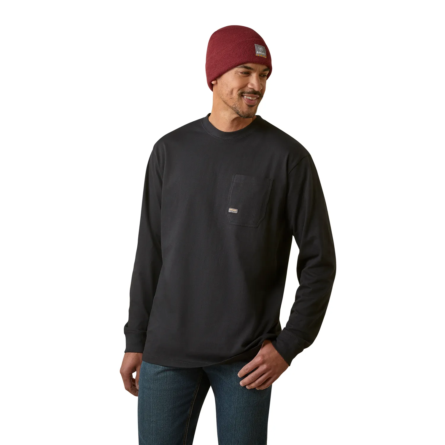 Ariat Men's Rebar Cotton Strong Stacking Dimes Long Sleeve Tee Black