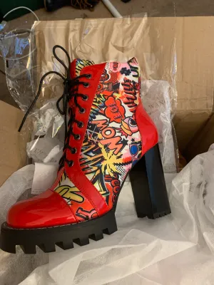 AW Red Patent Graffiti Boot