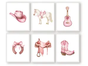 Baby Girl Cowgirl Nursery Prints - Set of 6