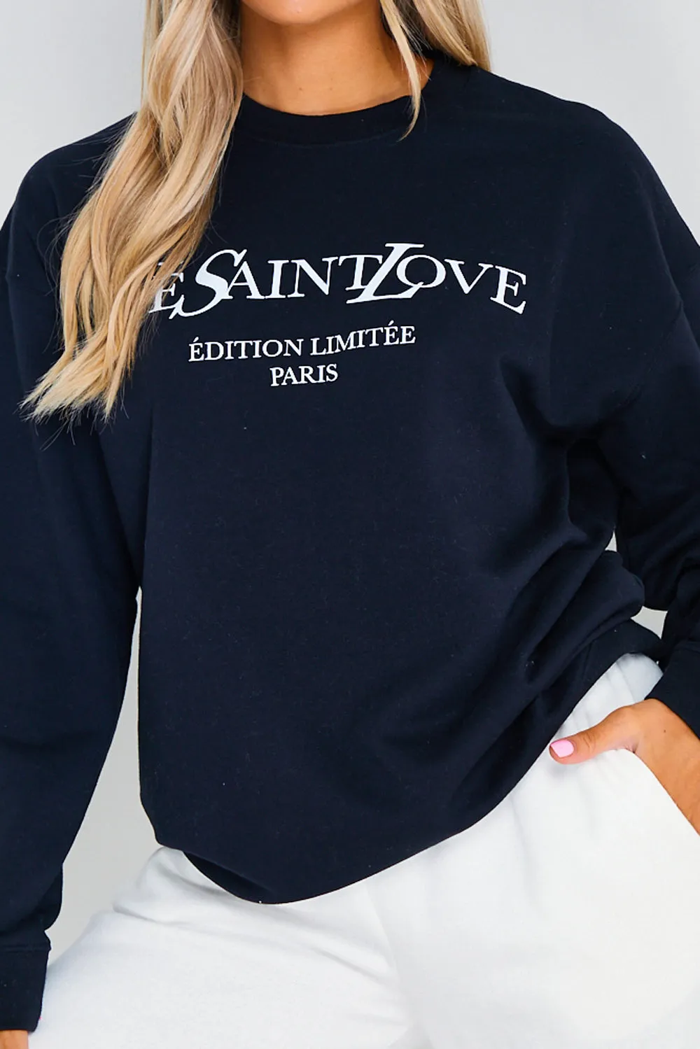 Black Ye Saint Love Slogan Oversized Sweatshirt