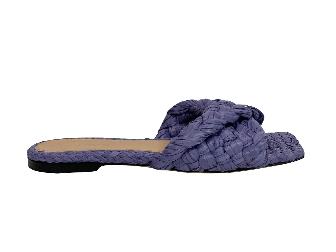 BOTTEGA VENETA - Rafia stretch sandals flat lilla