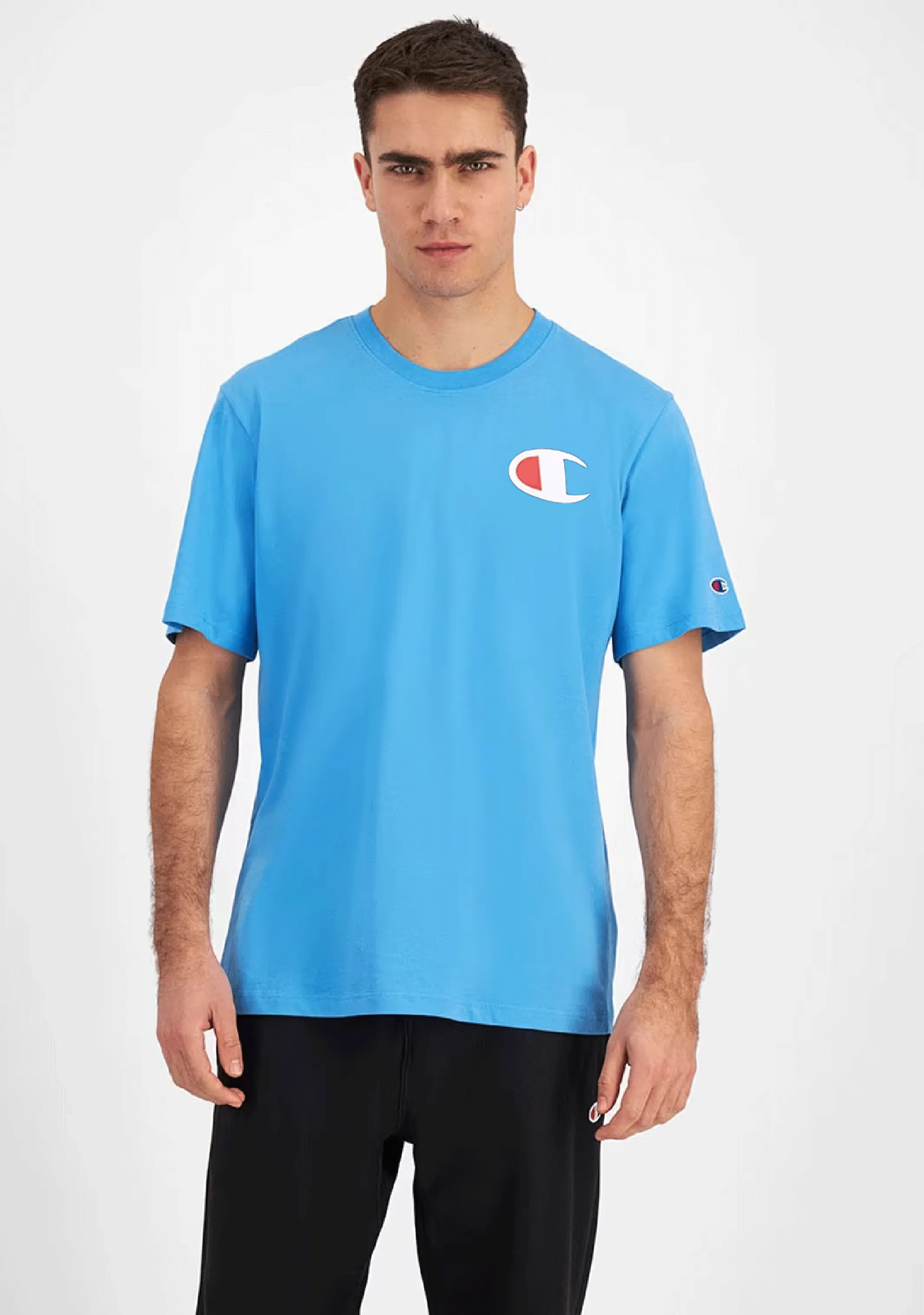 Champion Mens C Logo Short Sleeve Tee Almost Blue <br> AY68N IKJ