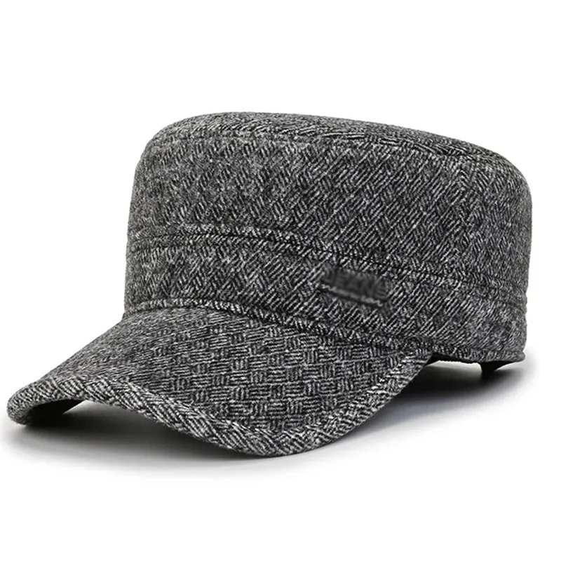 Classic Woolen Adjustable Flat Top Military Army Cap