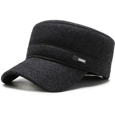 Classic Woolen Adjustable Flat Top Military Army Cap