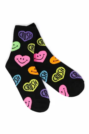 CRUSH Smile Heart Print Crew Cotton Socks