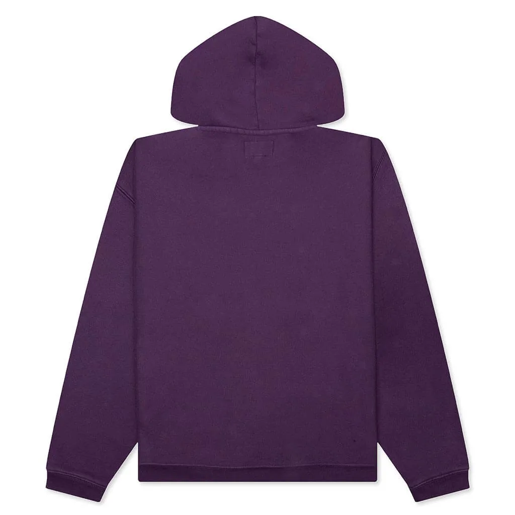 Embroidered Relaxed Hoodie - Purple