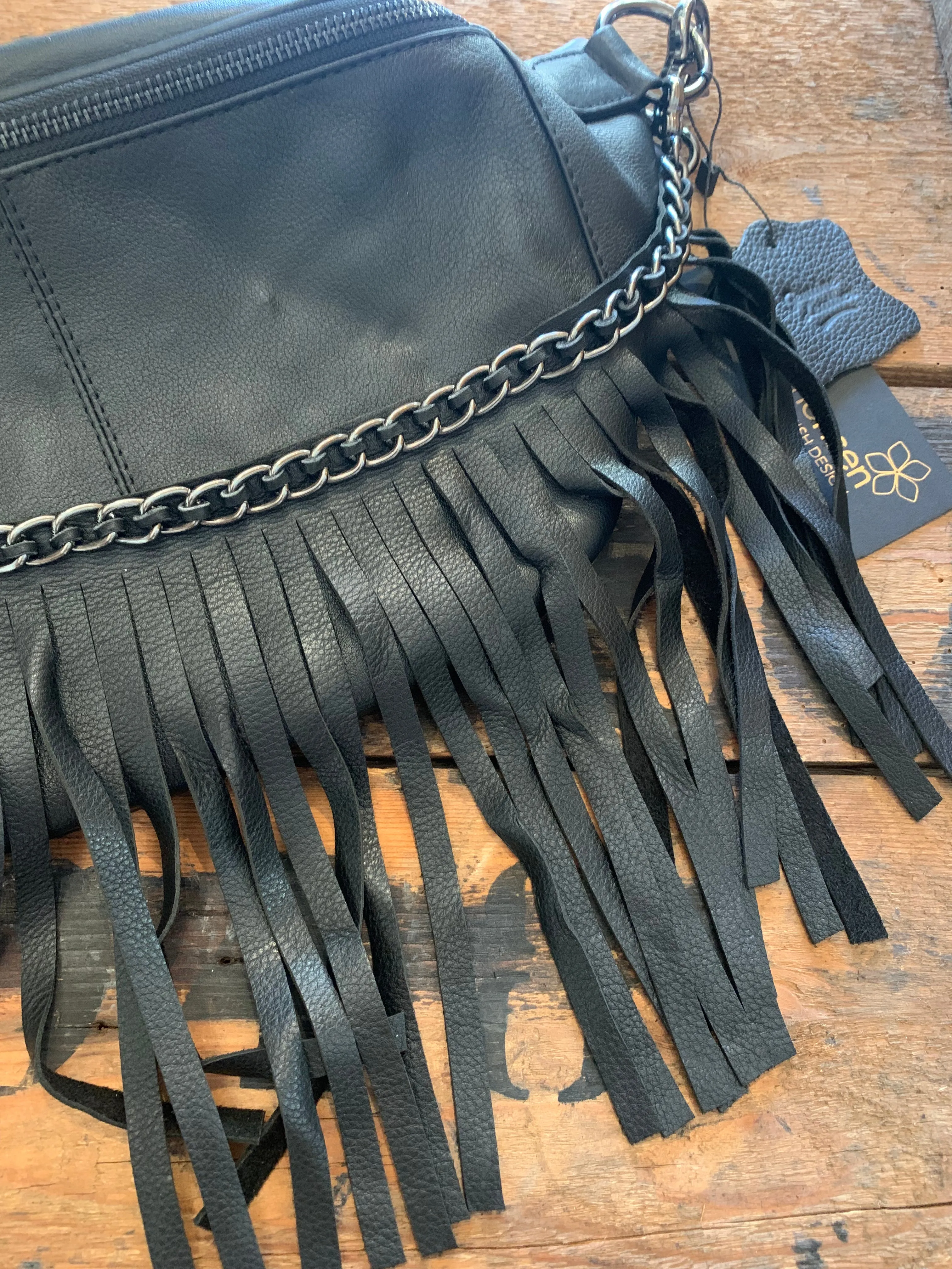 Frigga Fringe Bumbag by Tim & Simonsen - Stylish Boho Chic Crossbody Bag with Adjustable Strap and Eye-Catching Tassels