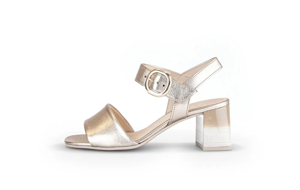 GABOR Gold Leather Block Heel Sandal 70062