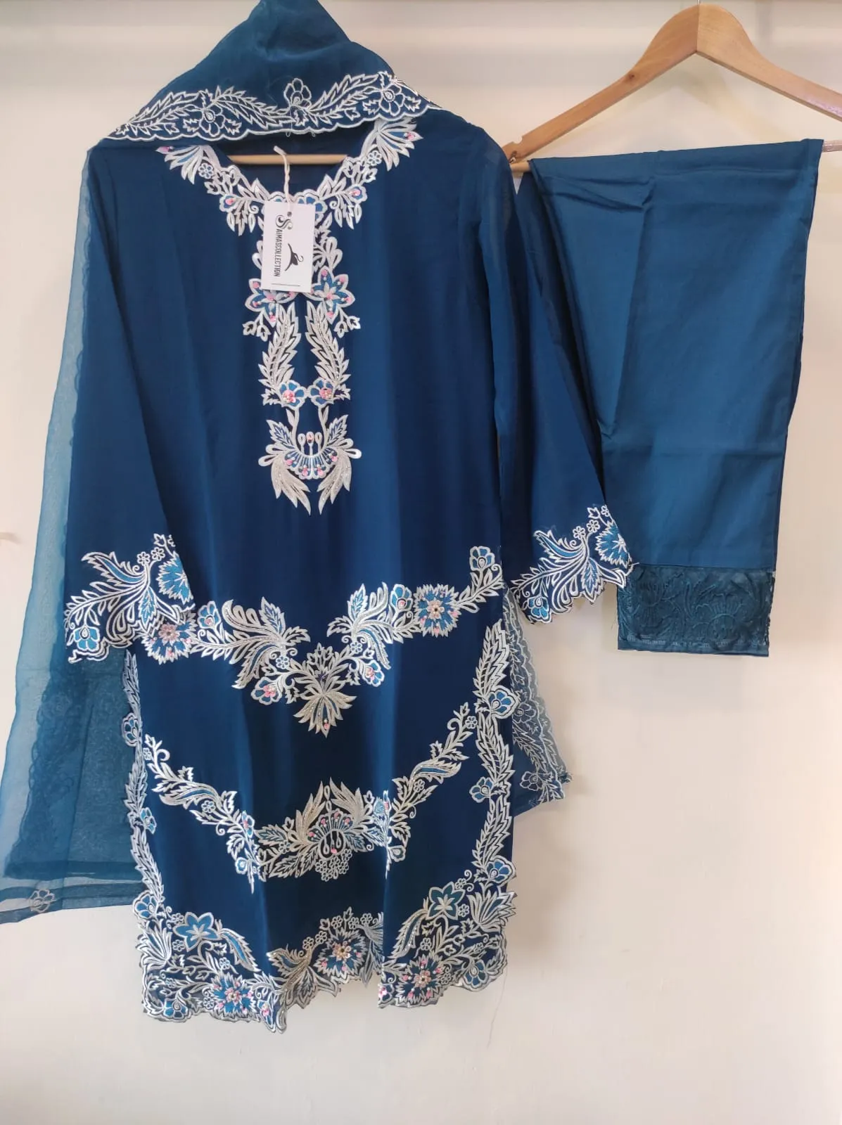 Georgette Cutwork Sets- Blue