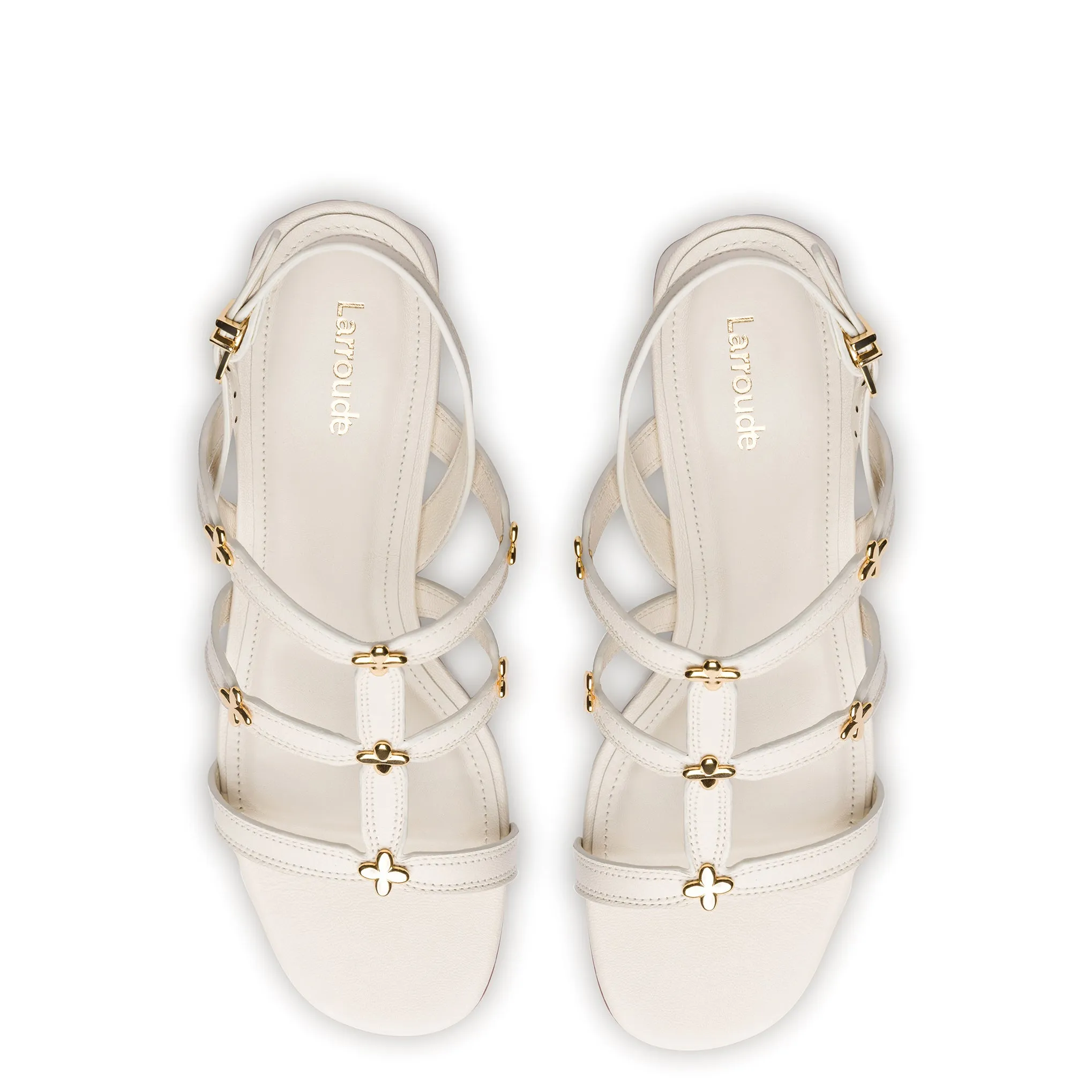 Harmony Block Sandal In Ivory Leather