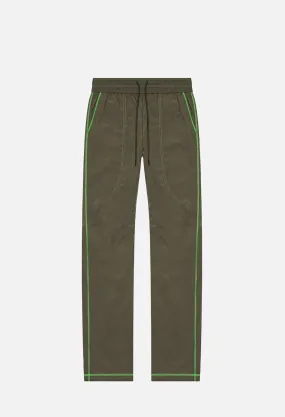 High Shrunk Nylon Himalayan Pants / Olive X Neon Green