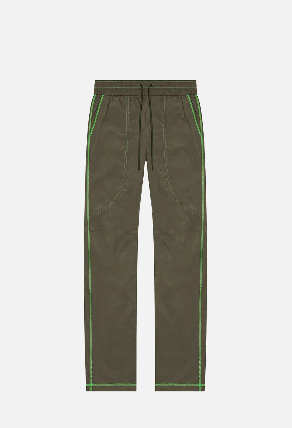 High Shrunk Nylon Himalayan Pants / Olive X Neon Green