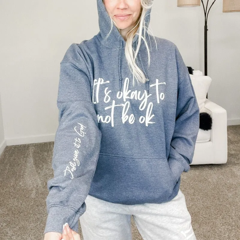 It's Okay to NOT Be Ok Heathered Navy Hoodie