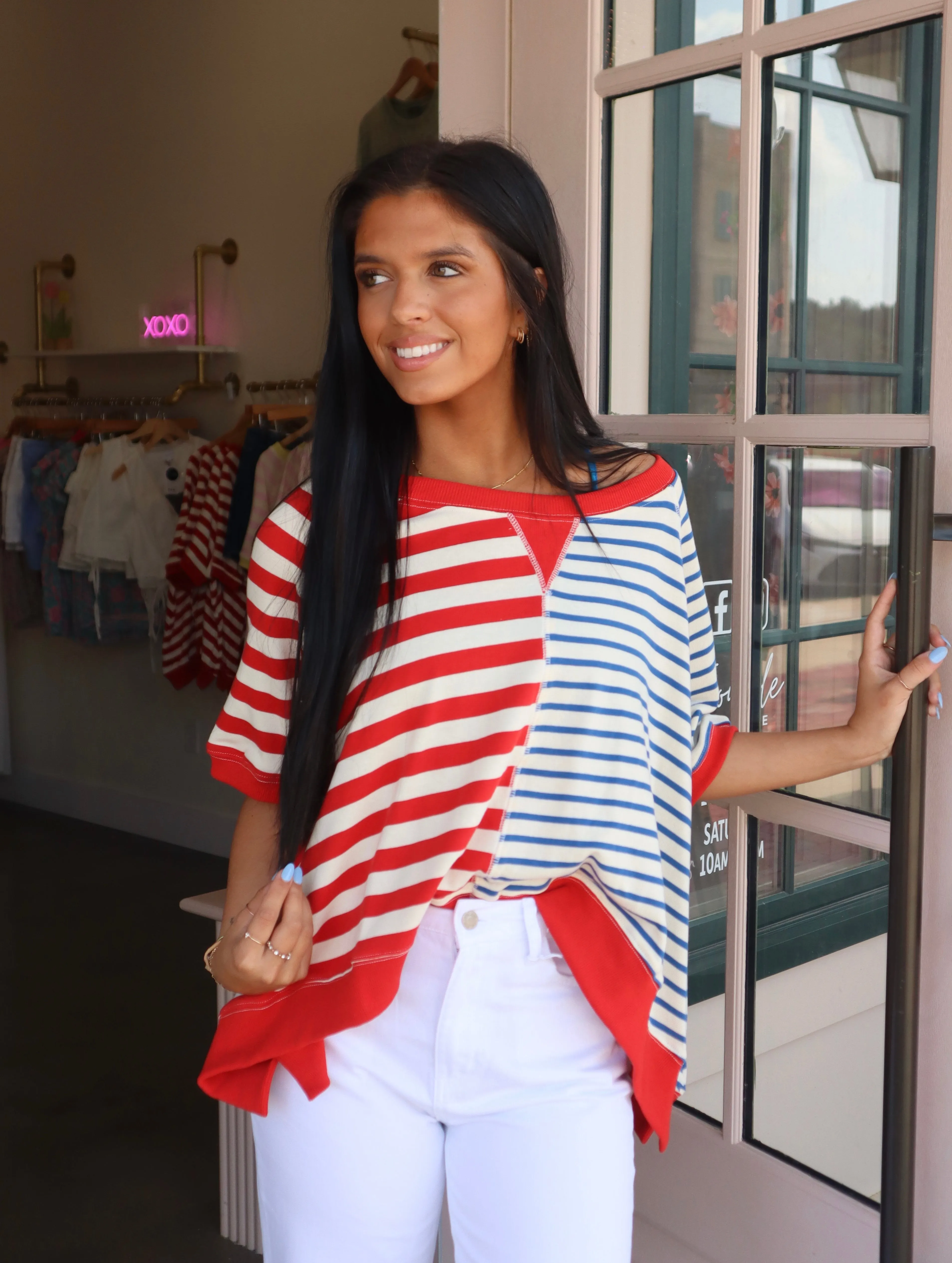 Kaci Mixed Stripe Top