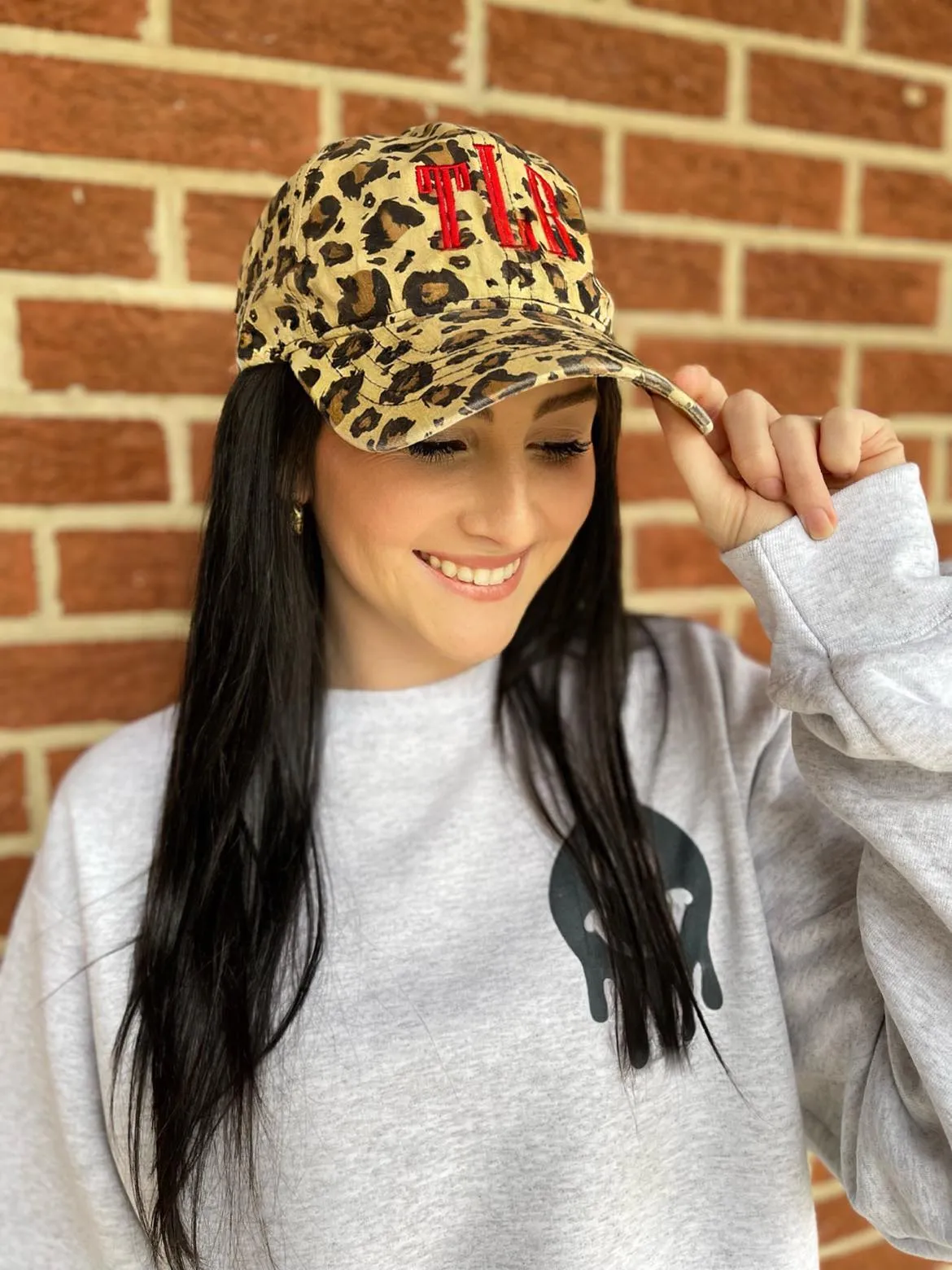 Leopard Monogram Hidden Ponytail Hat