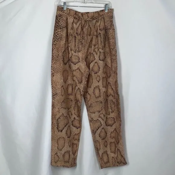 Mara HoffmanTan Snake Paper Bag Tie Slacks