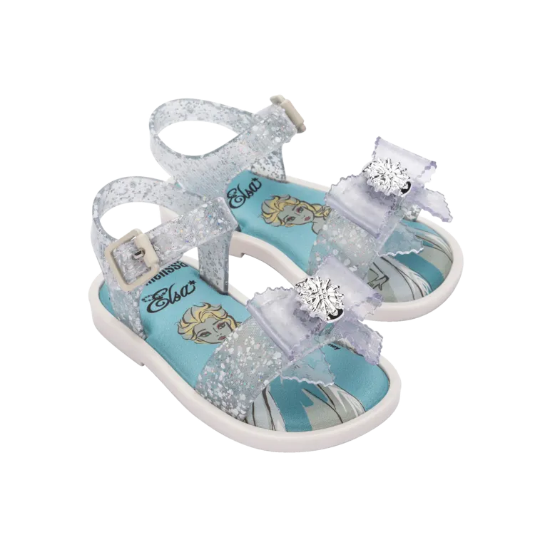 Mini Melissa Mar Sandal   Disney BB - Glitter Clear / White