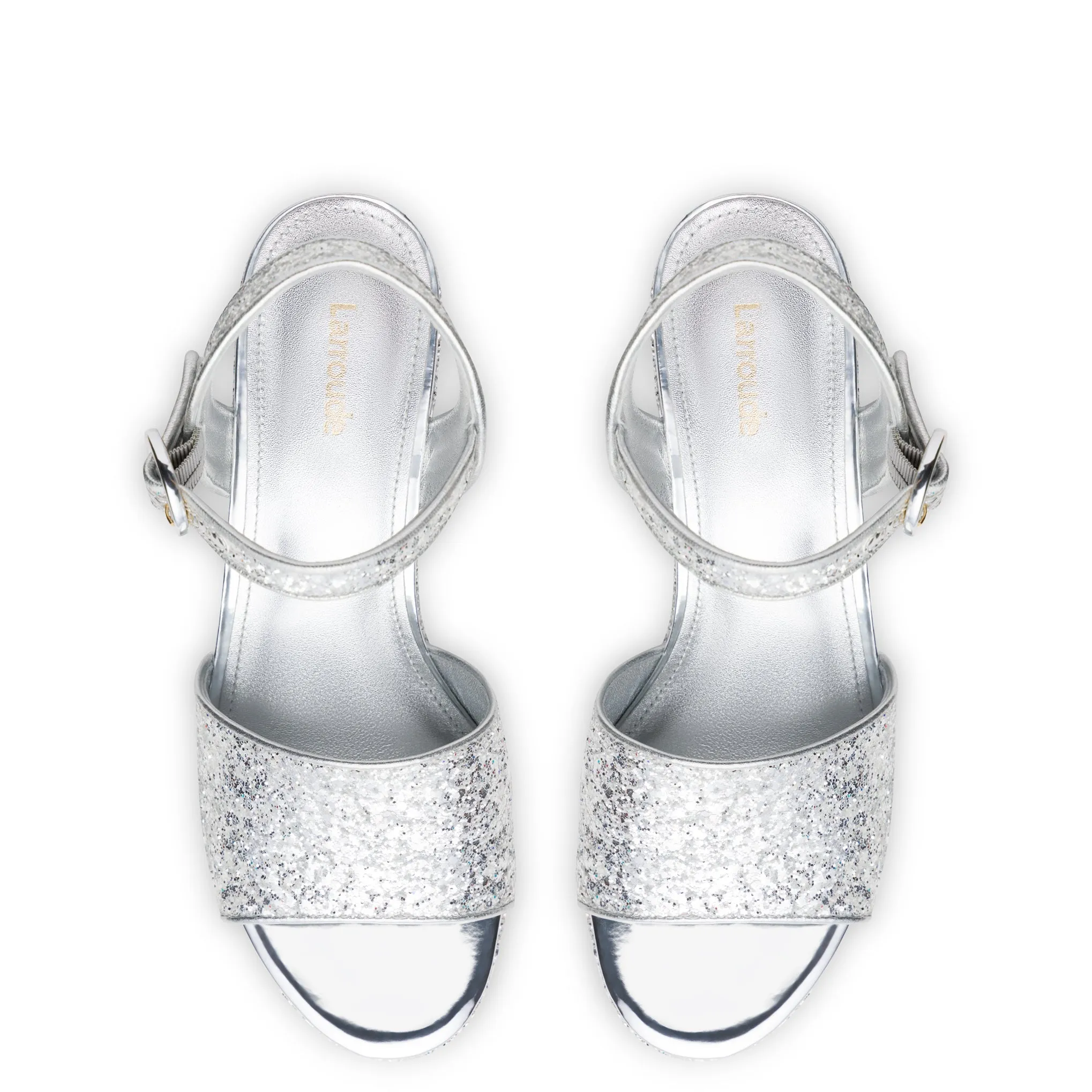 Miso Platform Strap Sandal In Silver Glitter