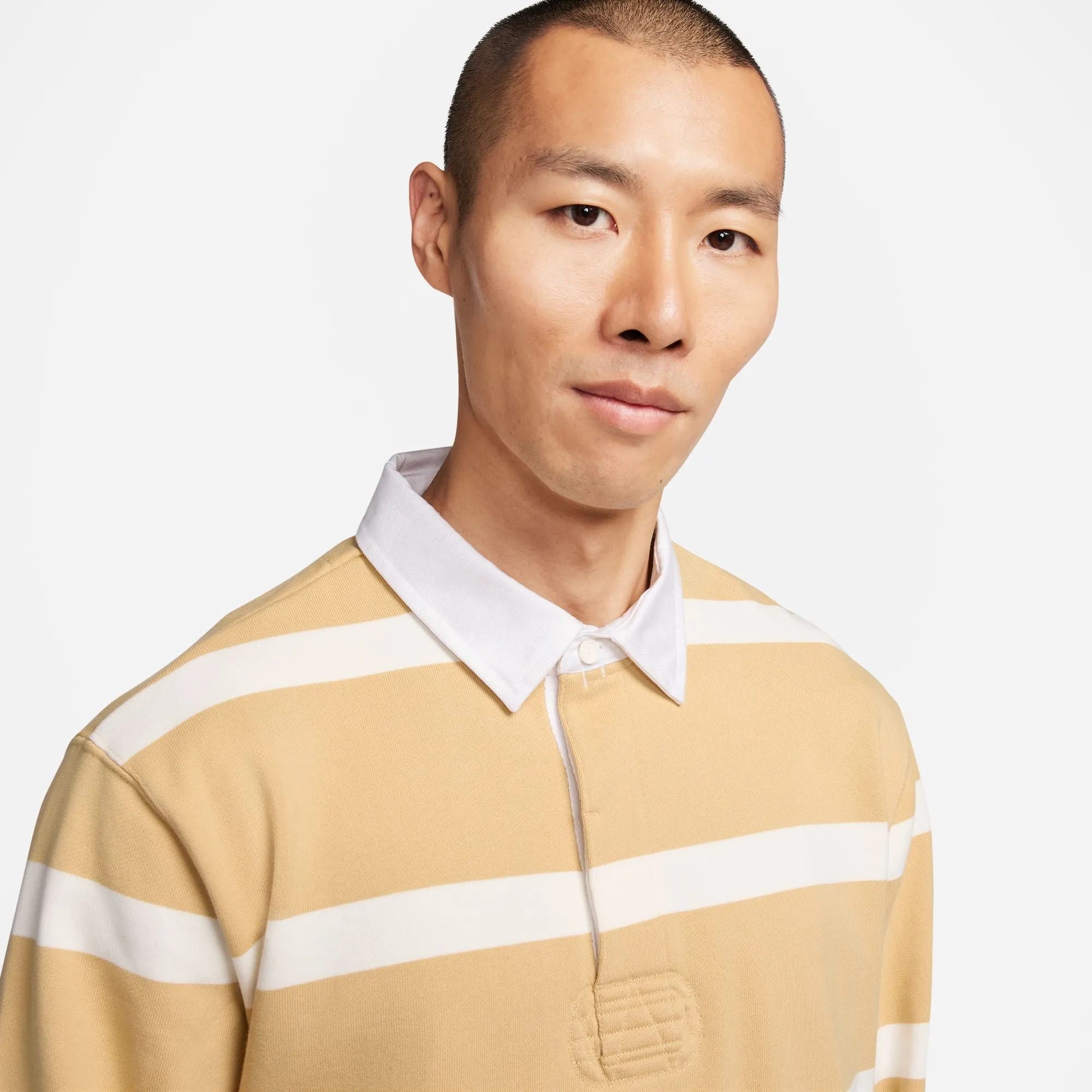 Nike Striped Heavyweight Rugby Shirt (Sesame/White)