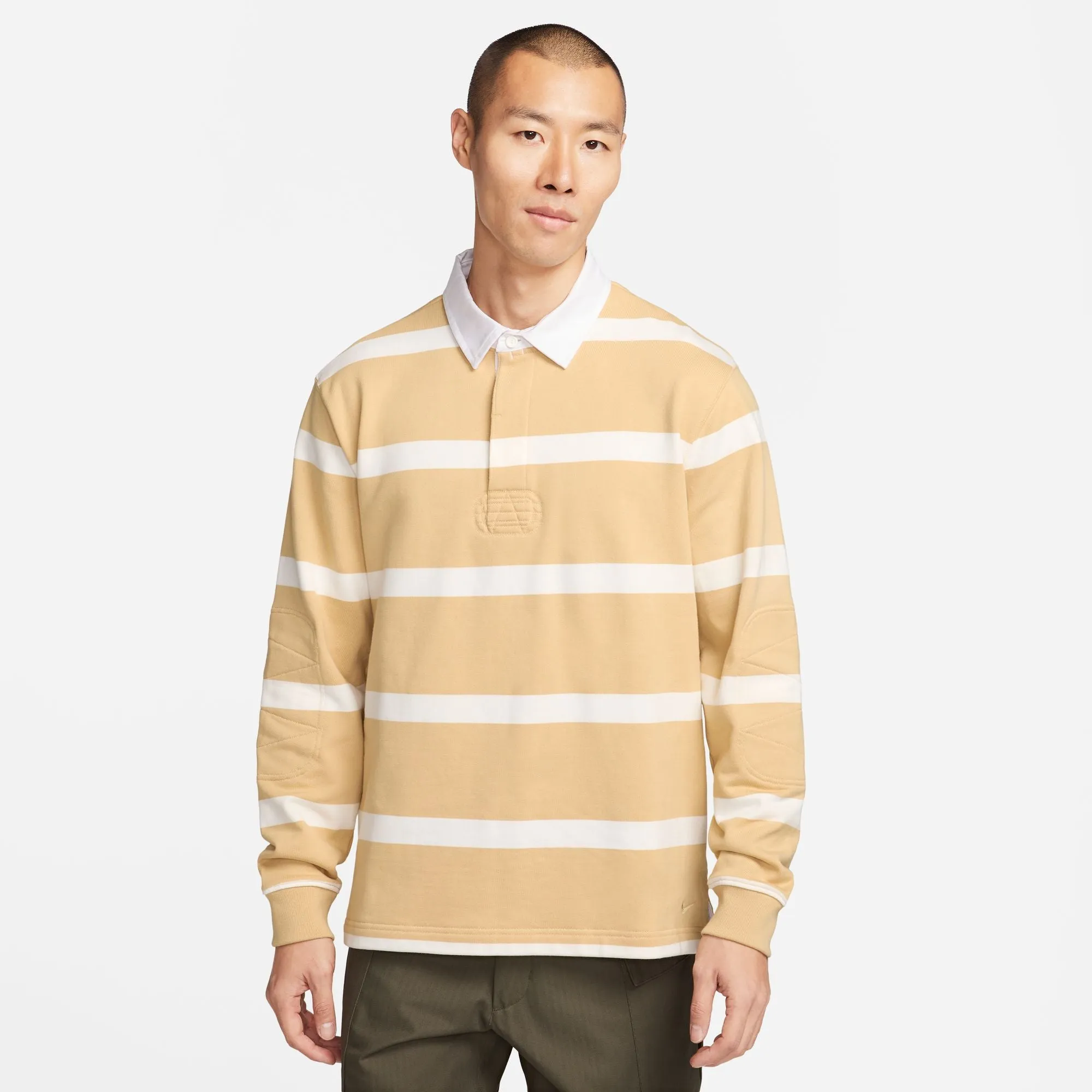 Nike Striped Heavyweight Rugby Shirt (Sesame/White)