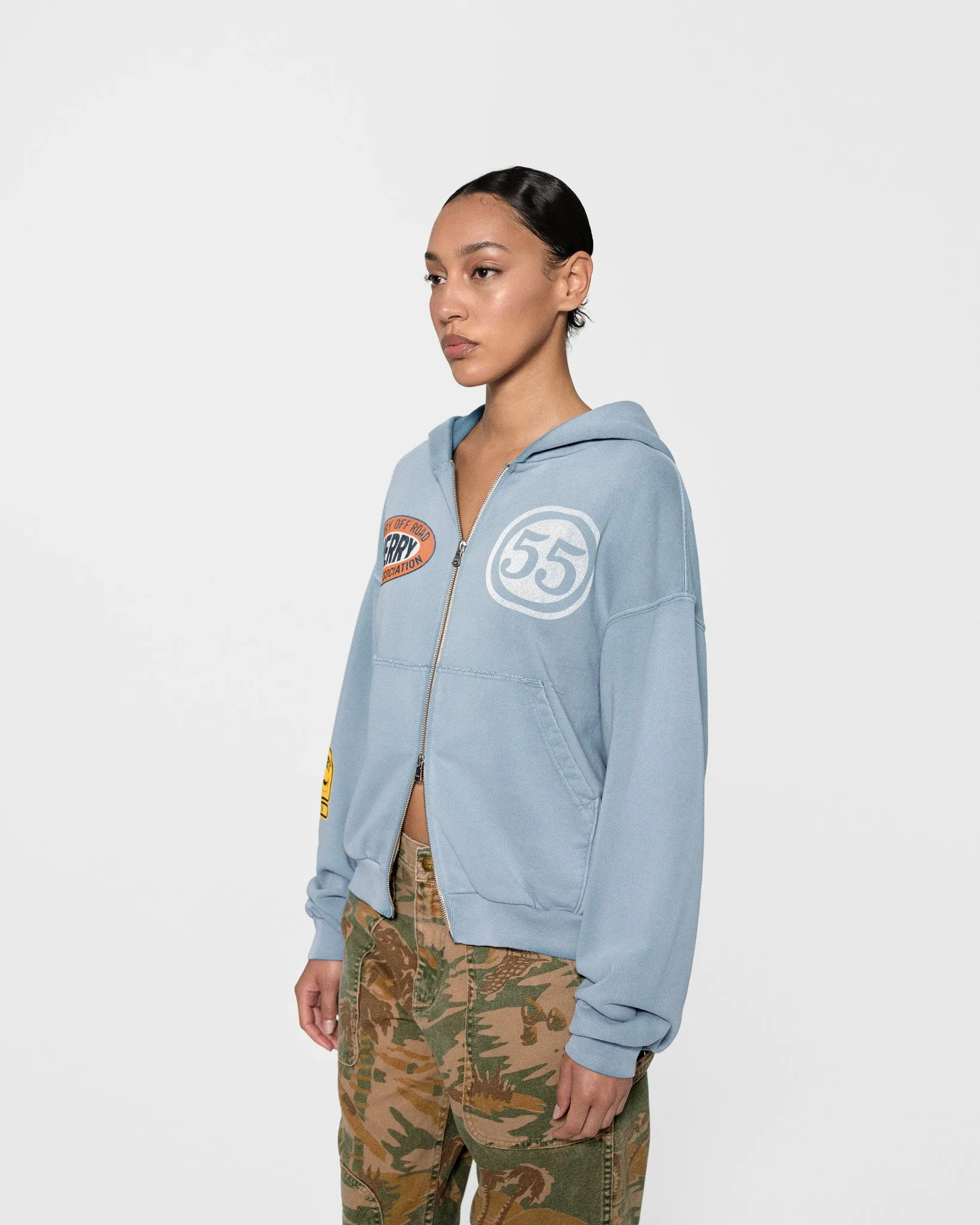 Off Road Zip-Up Hoodie (Dusty Blue)