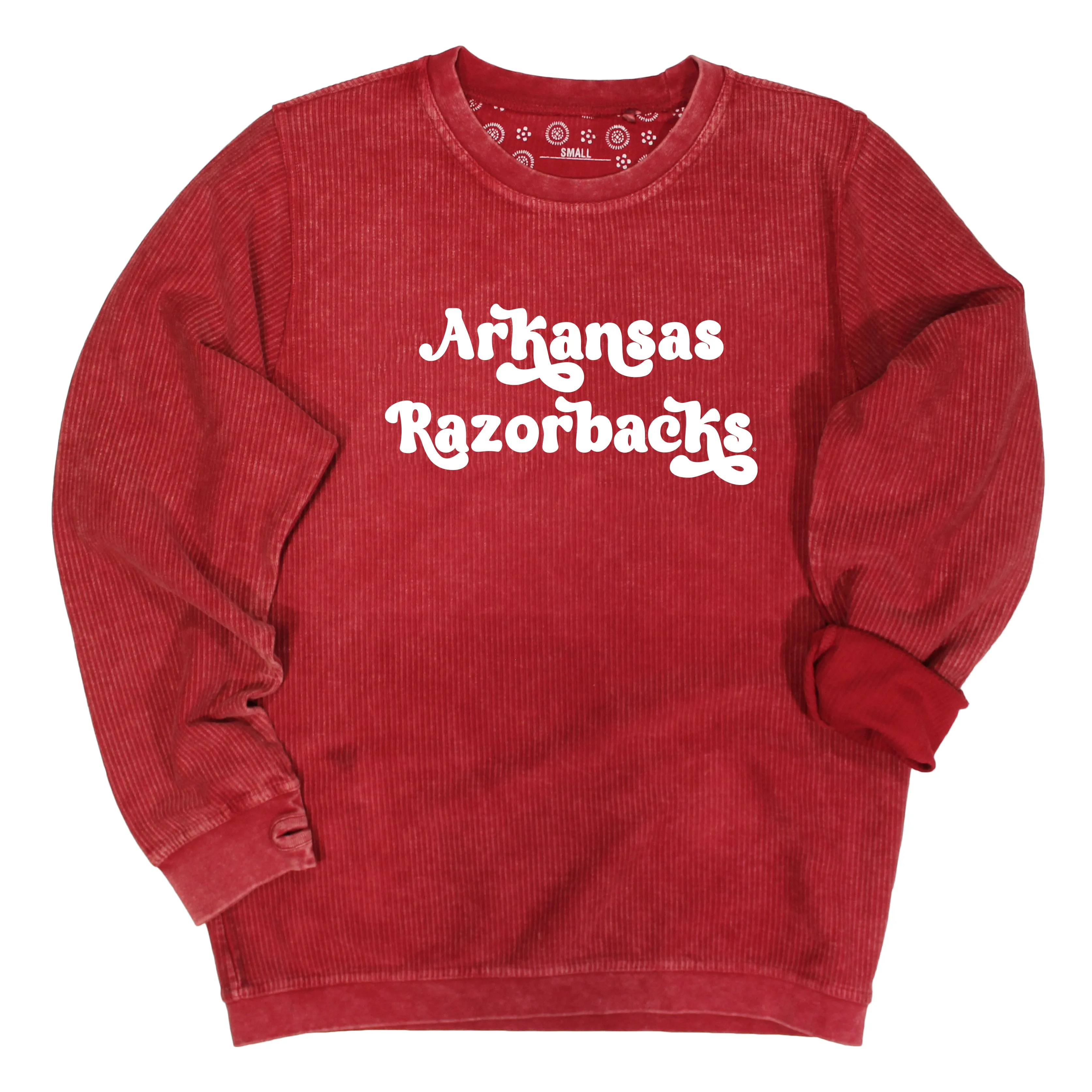 Pep Rally Crewneck Corded Fleece in University of Arkansas