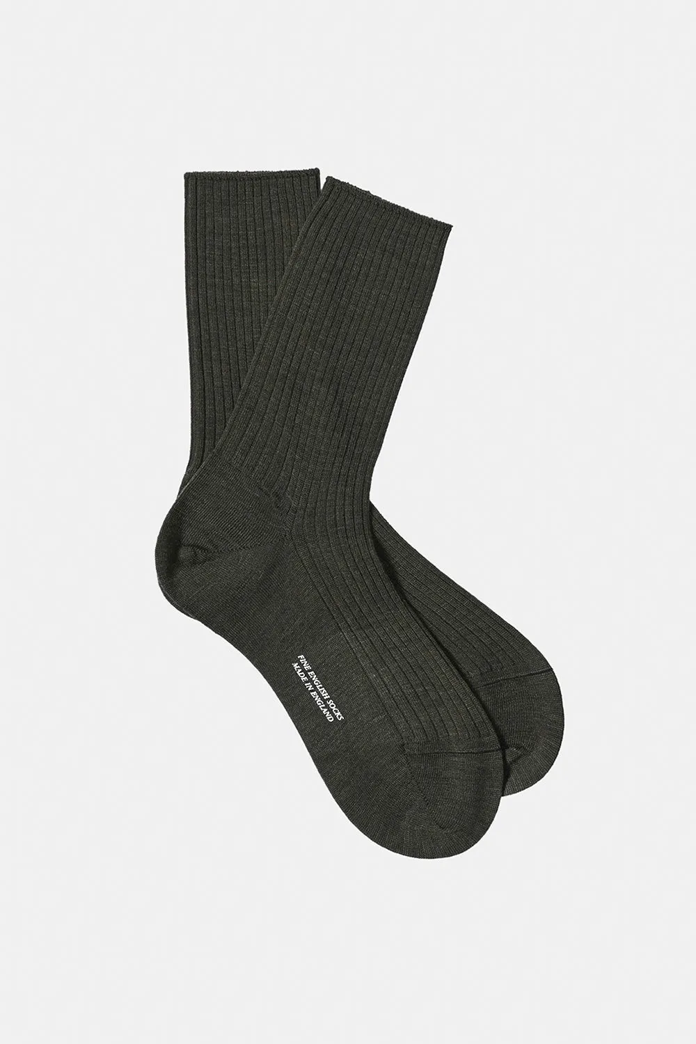 Ribbed Merino Sock Dark Olive