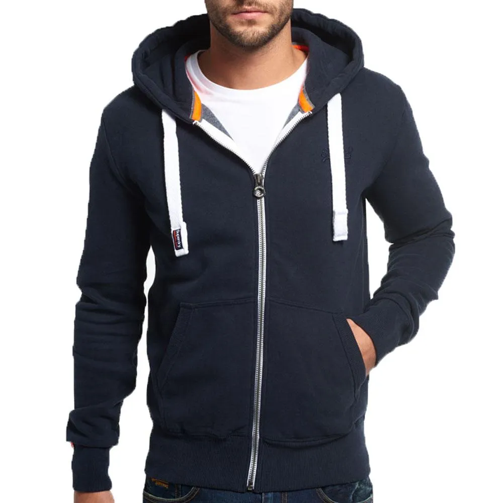 Superdry Mens Orange Label Zip up Hoodie- Ecliplse navy