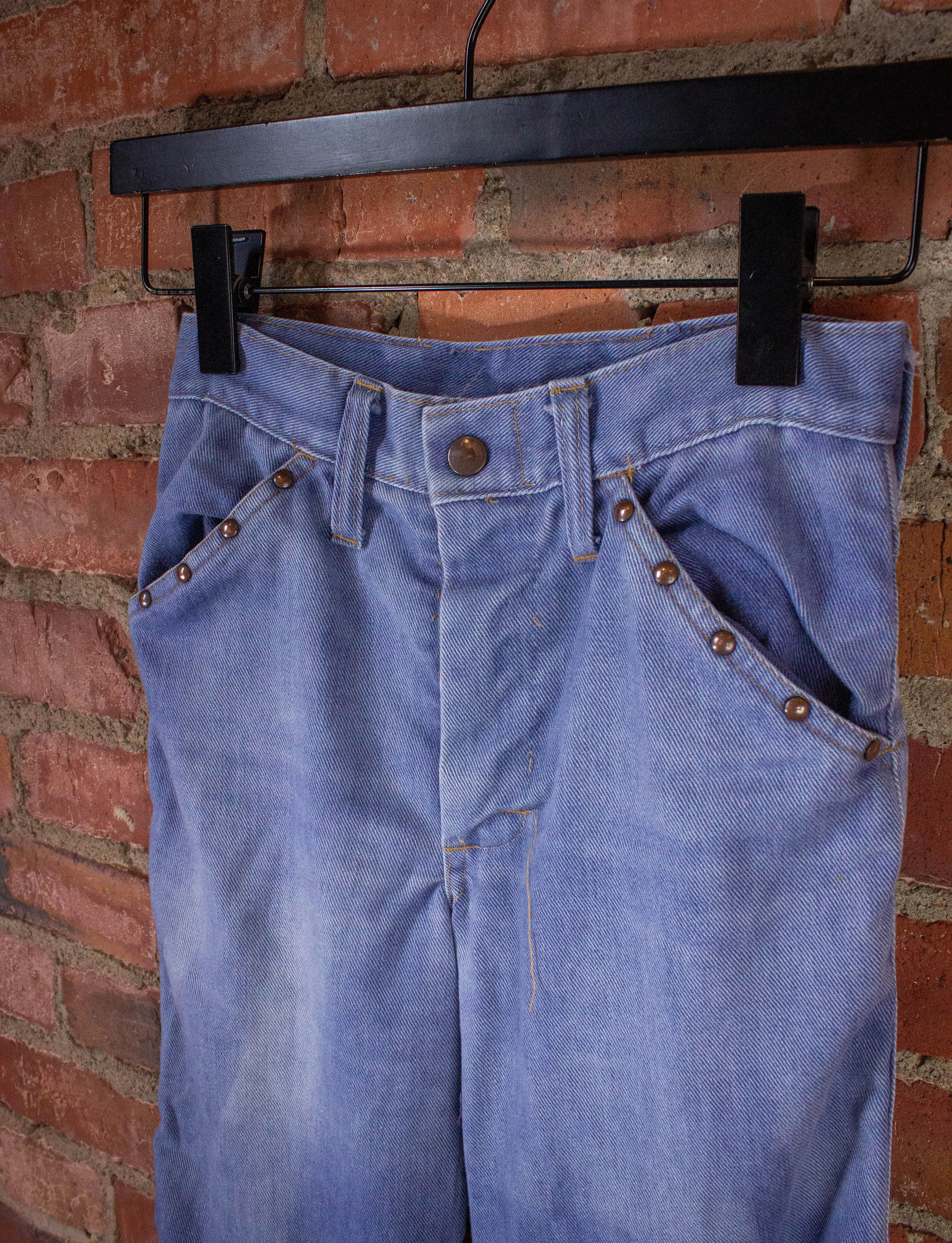 Vintage Studded Bell Bottom Denim Jeans 70s Light Wash 24x30