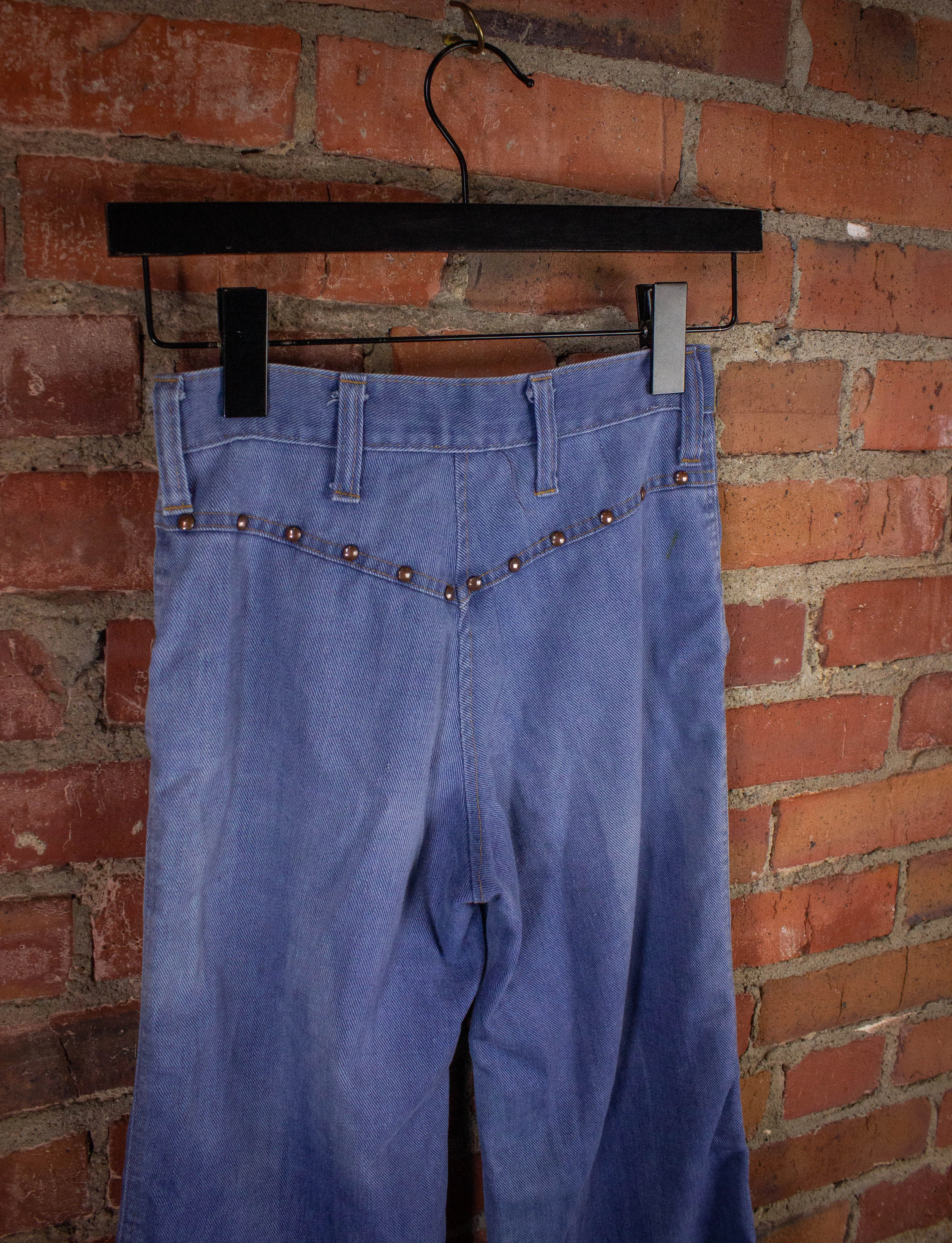 Vintage Studded Bell Bottom Denim Jeans 70s Light Wash 24x30