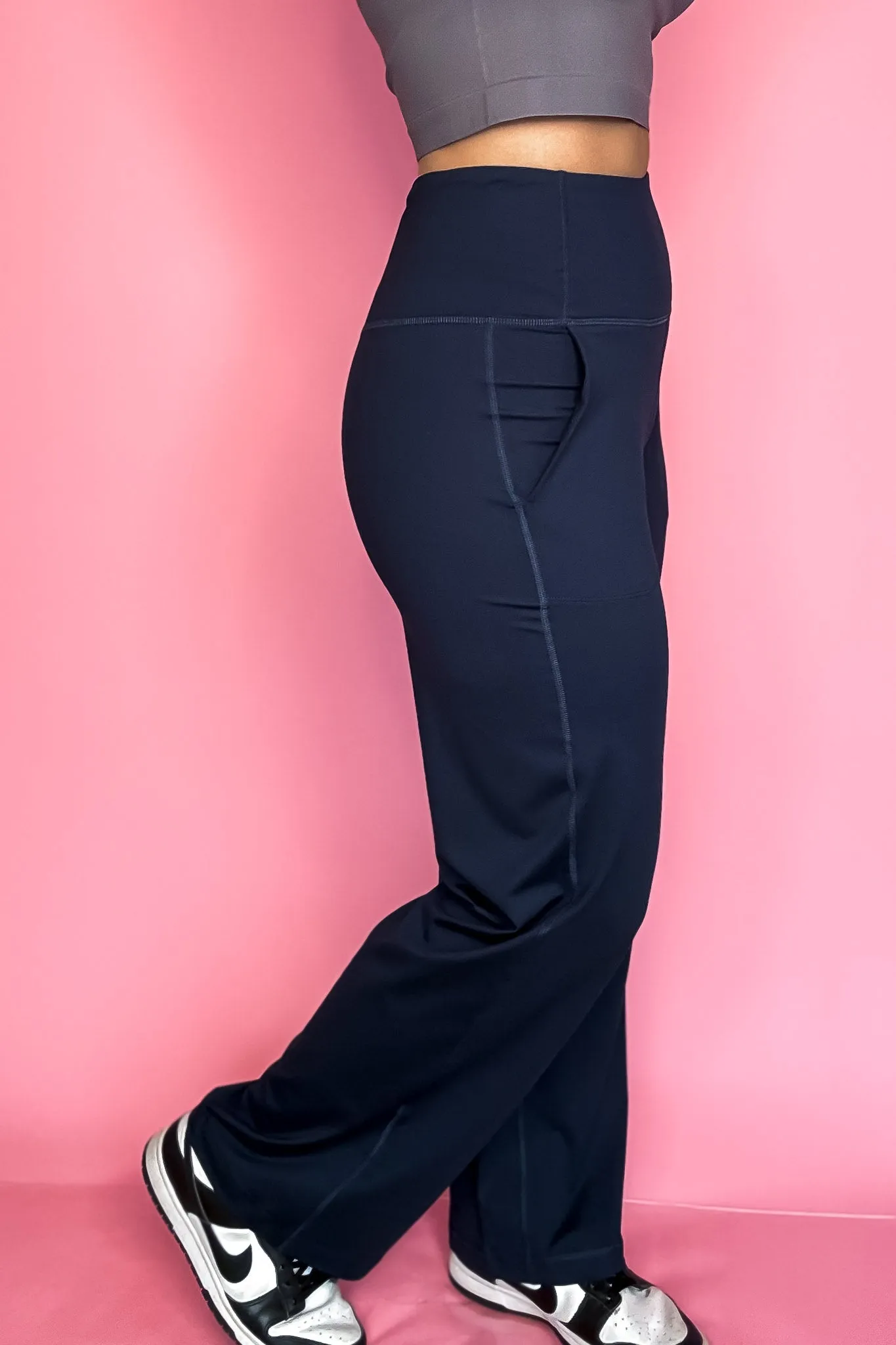 Wide Leg Navy Aligned Activewear Yoga Pants