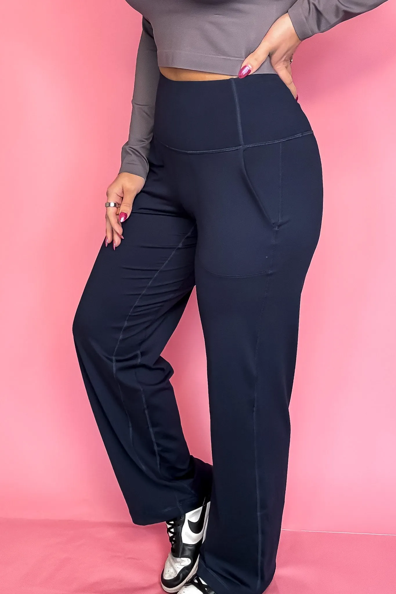 Wide Leg Navy Aligned Activewear Yoga Pants