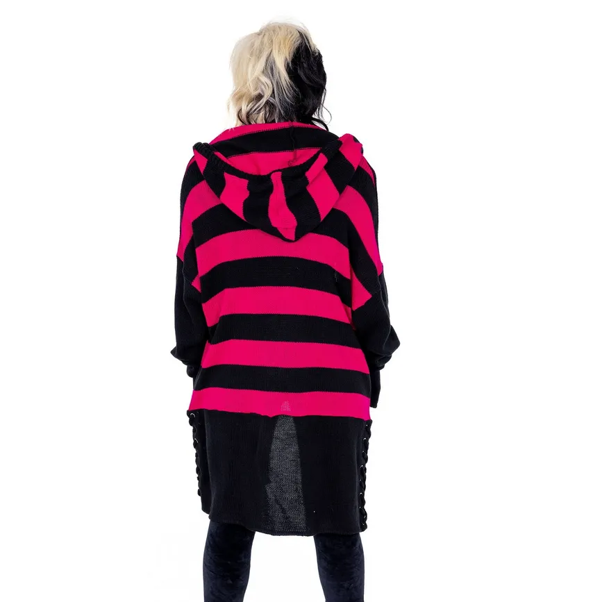 WILLA CARDIGAN - BLACK/DARK PINK