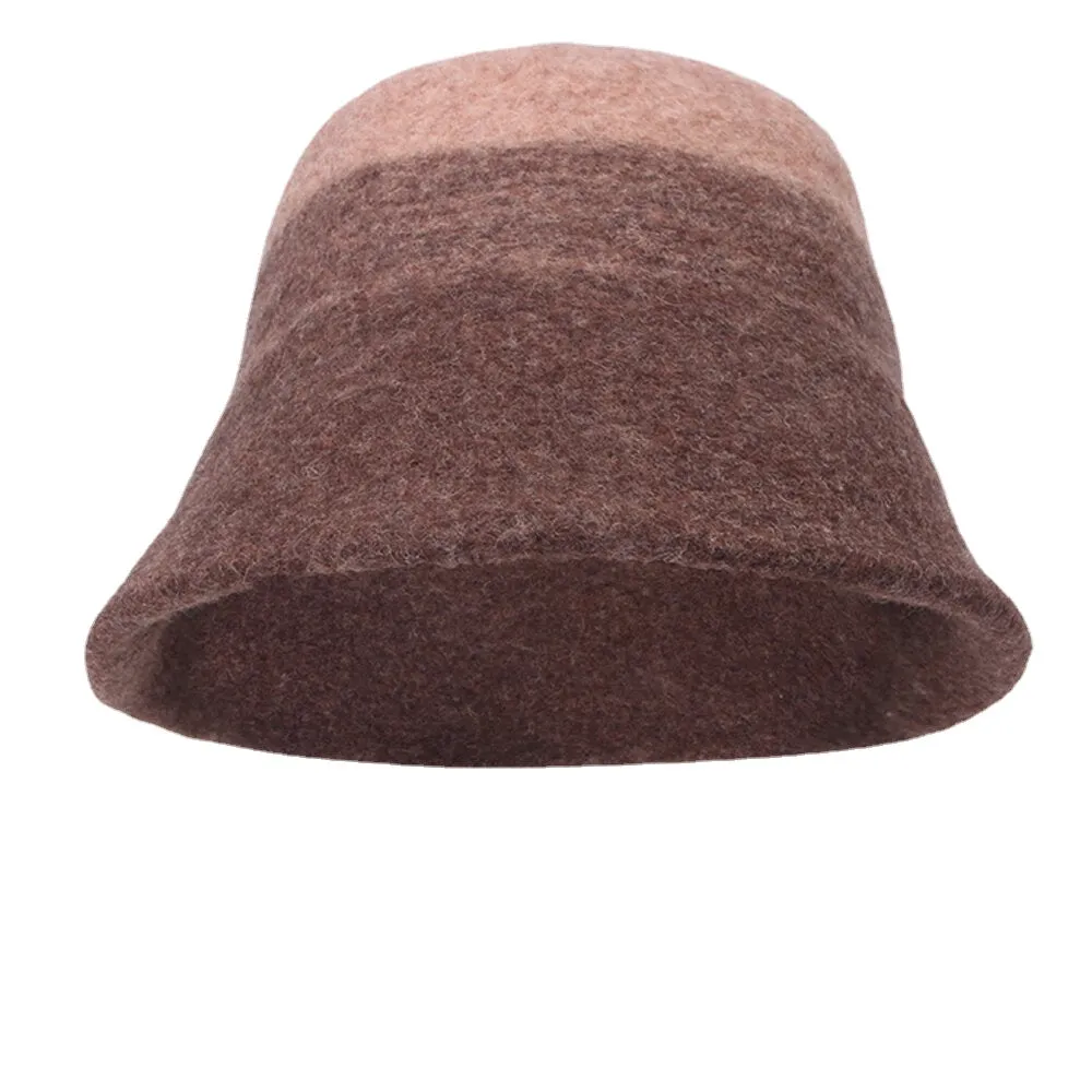 Women Woolen Double-sided Wear Short Brim Bucket Hat Outdoor Windproof Warm Bell-shape Fisherman Hat