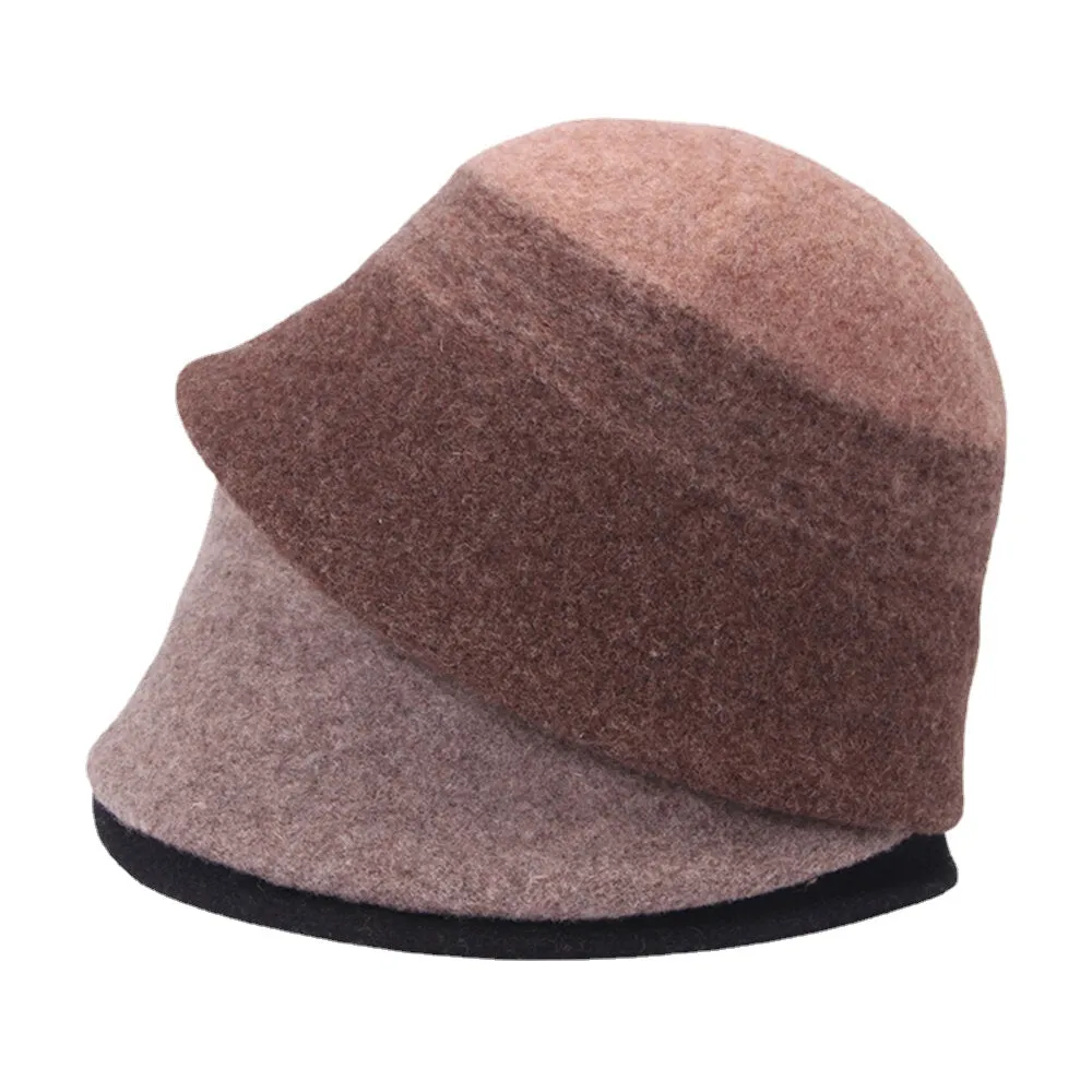 Women Woolen Double-sided Wear Short Brim Bucket Hat Outdoor Windproof Warm Bell-shape Fisherman Hat